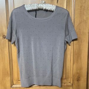 Boss Light Gray Short Sleeve textured sweater